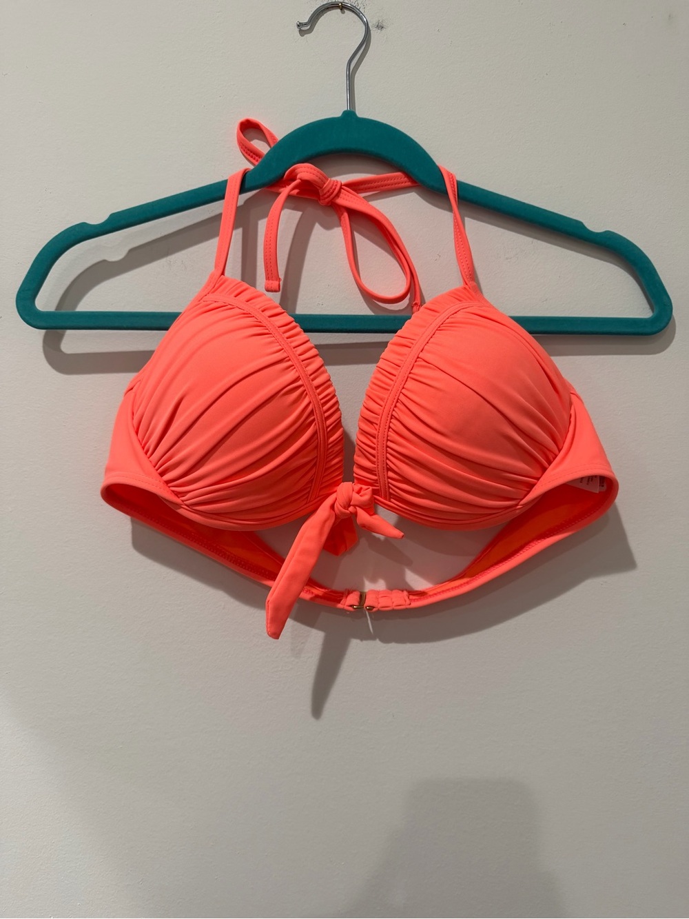 Women’s Coral Ruched Halter Bikini Top